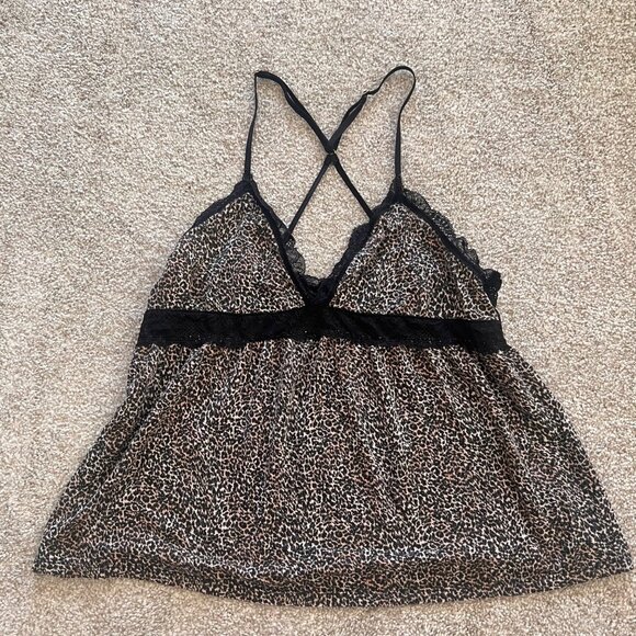 Vintage Victoria Secret Lingerie Cheetah Leopard Lace Babydoll Cami Top S/M - Picture 5 of 9